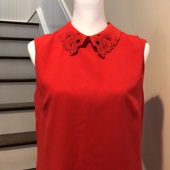 TED BAKER LONDON Red Sleeveless Holiday Dress Keyhole Accent On Back Sz 2 - Picture 6 of 16